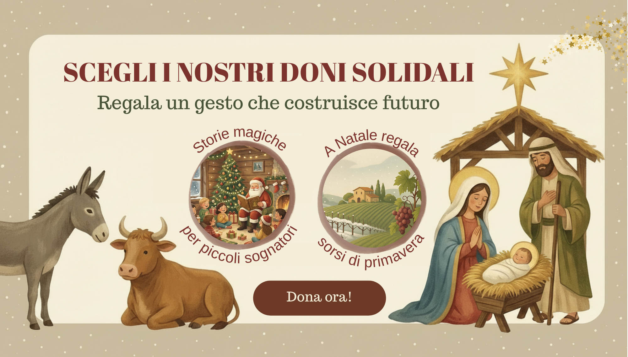 Banner con bottone per donare i regali solidali